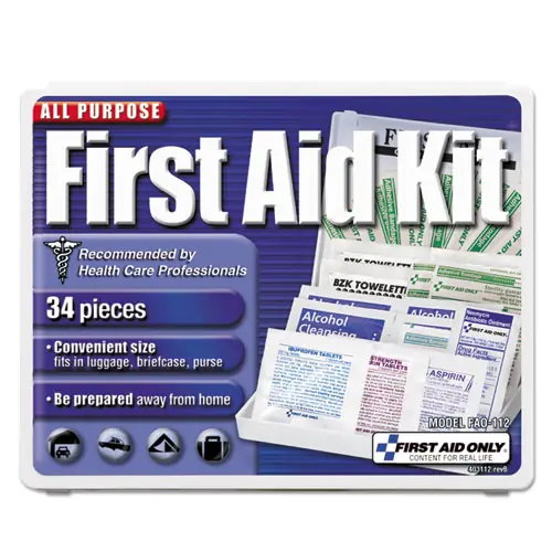 First Aid Only™ All-Purpose First Aid Kit, 34 Pieces, Plastic Case