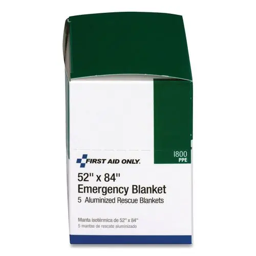 First Aid Only™ Aluminized Emergency Blanket, 52" x 84", 5/Box