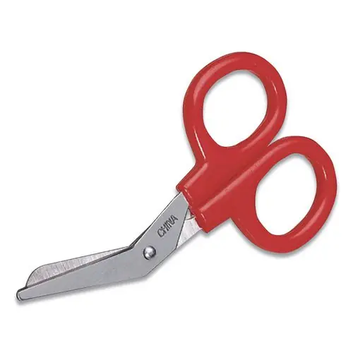 First Aid Only™ Angled First Aid Kit Scissors, 4" Long, 1.5" Cut Length, Crane-Style Red Handle