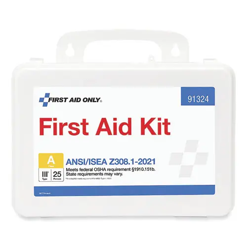 First Aid Only™ ANSI 2021 First Aid Kit for 25 People, 94 Pieces, Plastic Case
