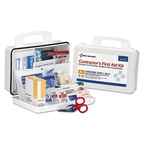 First Aid Only™ Contractor ANSI Class A+ First Aid Kit, 128 Pieces, Plastic Case, For 25 People