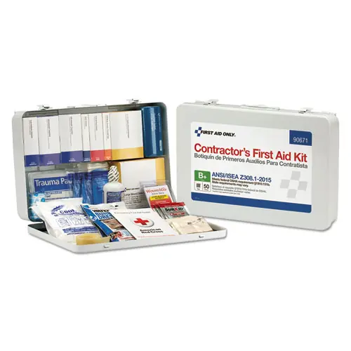 First Aid Only™ Contractor ANSI Class B First Aid Kit, 254 Pieces, Metal Case, For 50 People