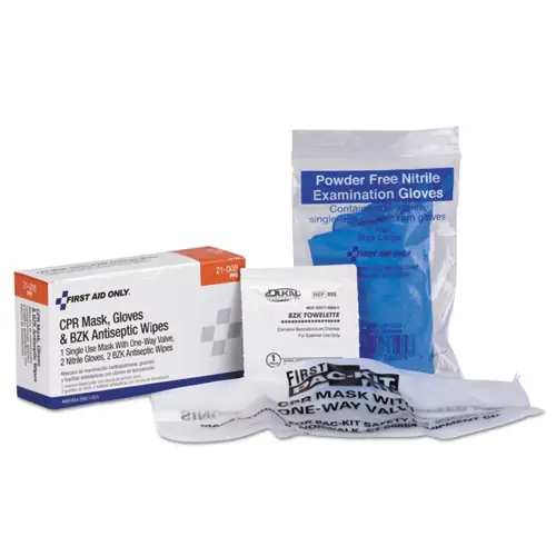 First Aid Only™ CPR Mask with Gloves and Wipes, 2 Gloves, 2 Wipes