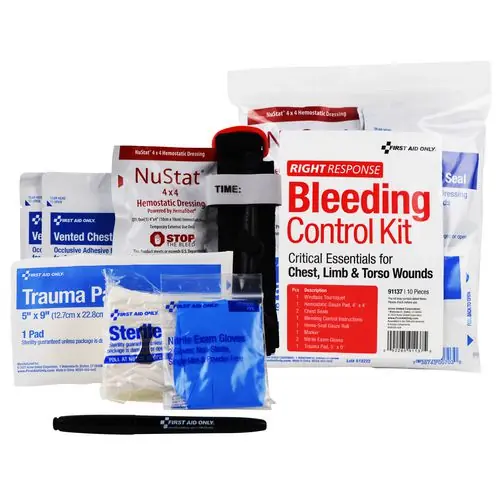 First Aid Only™ Critical Essentials Bleeding Control Kit for Limb, Chest and Torso Wounds, 11 Pieces