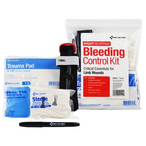 First Aid Only™ Critical Essentials Bleeding Control Kit for Limb Wounds, 8 Pieces