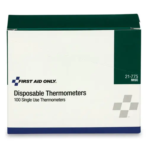 First Aid Only™ Disposable Forehead Thermometer, Dot-Matrix Phase Change, 100/Box