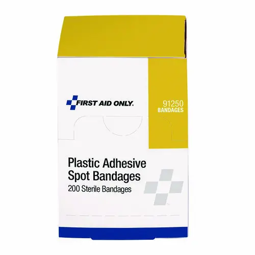 First Aid Only™ Plastic Spot Adhesive Bandages, 0.88" Dia, 200/Pack