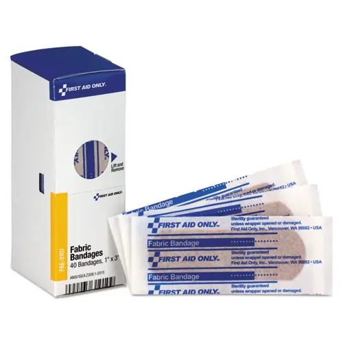 First Aid Only™ Refill for SmartCompliance General Business Cabinet, Fabric Bandages, 1 x 3, 40/Box