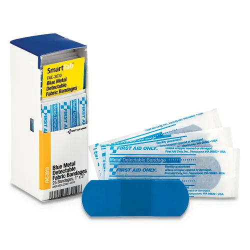 First Aid Only™ Refill for SmartCompliance General Cabinet, Blue Metal Detectable Bandages, 25/Box
