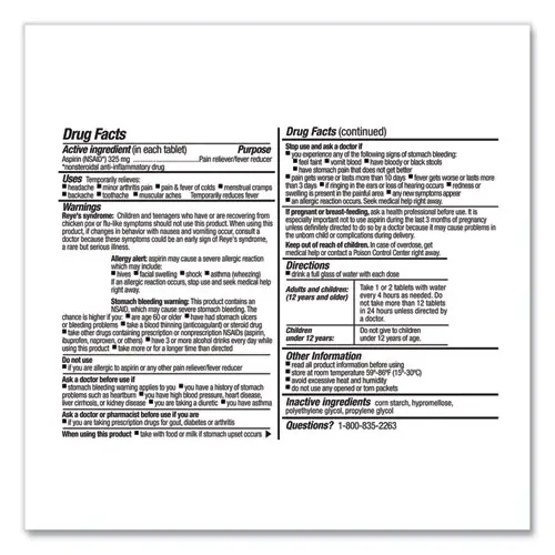 First Aid Only™ SmartCompliance Aspirin Refill, 2/Packet, 10 Packets/Box
