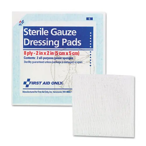 First Aid Only™ SmartCompliance Gauze Pads, Sterile, 8-Ply, 2 x 2, 5 Dual-Pads/Pack