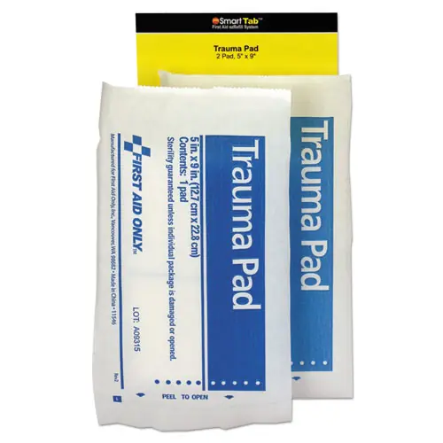First Aid Only™ SmartCompliance Refill Trauma Pad, 5 x 9, White, 2/Bag