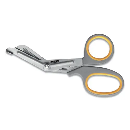 First Aid Only™ Titanium-Bonded Angled Medical Shears, Crane-Style Handle, Gray/Yellow, 7" Length