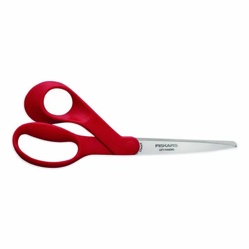 Fiskars® Premier Left Handed Scissors, 9.75" Long, 8" Cut Length, Offset Red Handle