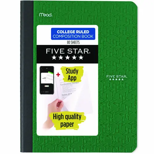 Five Star® Composition Book, Medium/College Rule, Assorted Colors, 80 Sheets, 9.75 x 7.5 Inches