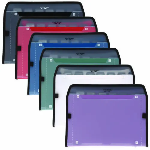Five Star® Expanding File, 7 Sections, Letter Size, Assorted Colors, Zipper Closure, 7.5" Expansion