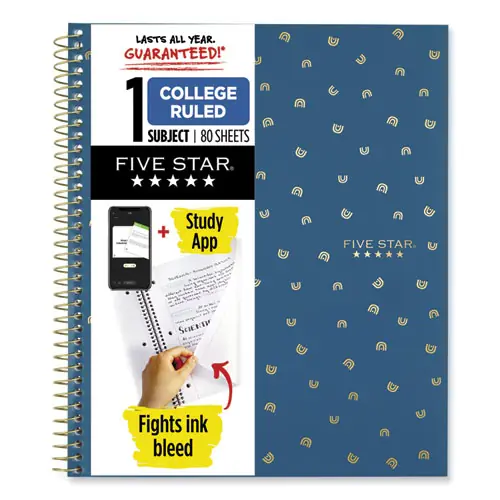 Five Star® Style Wirebound Notebook, 1-Subject, College Ruled, Assorted Cover Colors, 80 Sheets, 11" x 8.5"