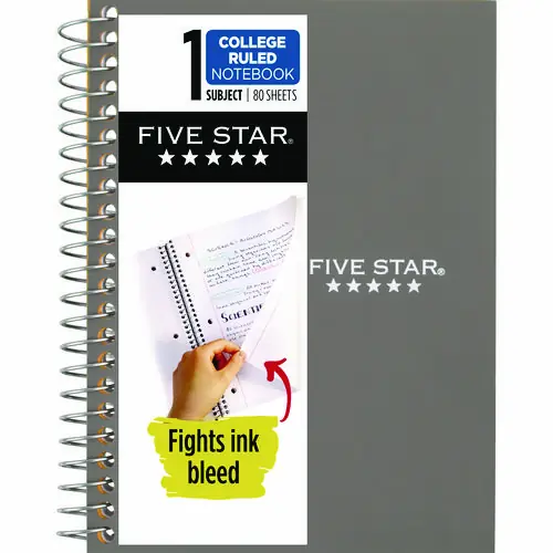 Five Star® Wirebound Notebook, 1-Subject, Medium/College Rule, 80 Sheets, 7 x 5.5, Assorted Colors