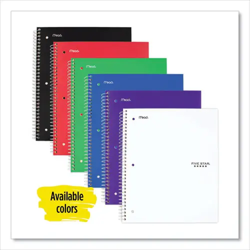Five Star® Wirebound Notebook, 1-Subject, Wide/Legal Rule, 100 Sheets, 10.5" x 8", Randomly Assorted Colors