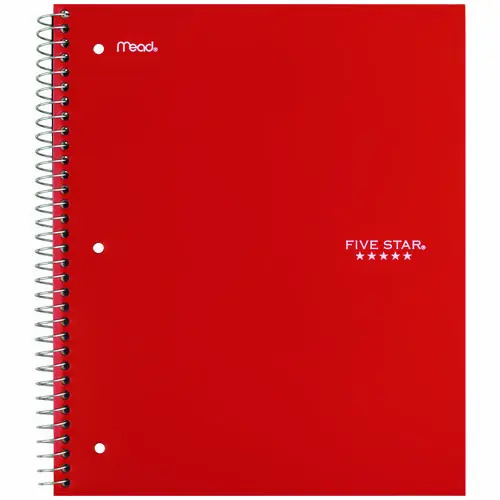 Five Star® Wirebound Notebook, 1-Subject, Wide/Legal Rule, 100 Sheets, 10.5" x 9.18", Randomly Assorted Colors