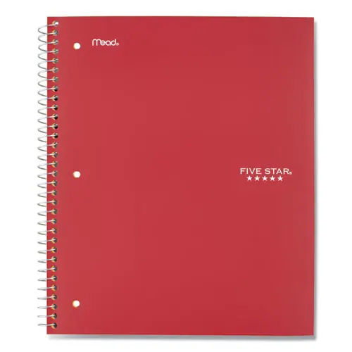 Five Star® Wirebound Notebook, 5-Subject, Wide/Legal Rule, Assorted Cover Colors, 200 Sheets, 10.5" x 8"