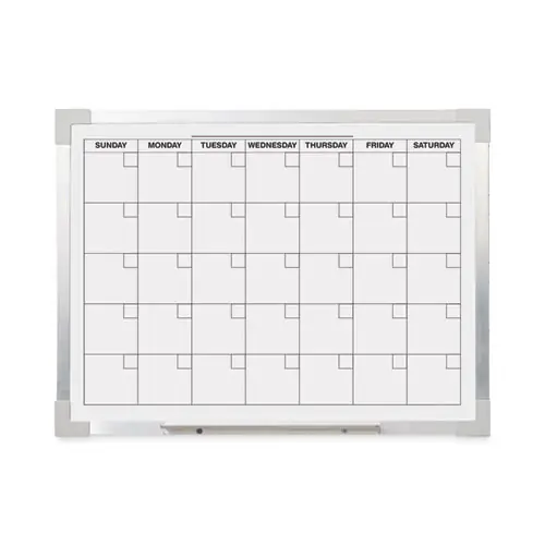 Flipside Framed Calendar Dry Erase Board, Monthly Planning/Scheduling, 24" x 18", White Surface, Satin Aluminum Frame