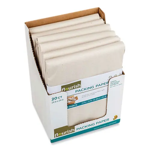 Flourish® 100% Recycled Paper Packing Sheets, 24" x 24", Natural, 20/Pack