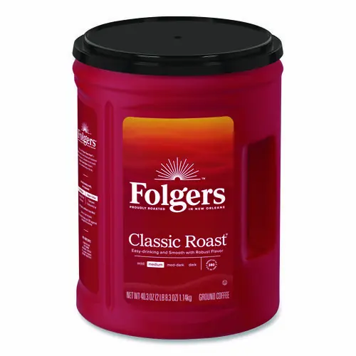Folgers® Classic Roast Ground Coffee, 40.3 oz Canister, 6/Carton