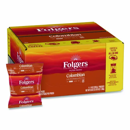 Folgers® Coffee Filter Packs, 100% Colombian, 40 Packs/Carton, 1.4 oz Each