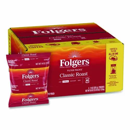 Folgers® Coffee Filter Packs, Classic Roast, 1.4 oz, 40 Packs/Carton