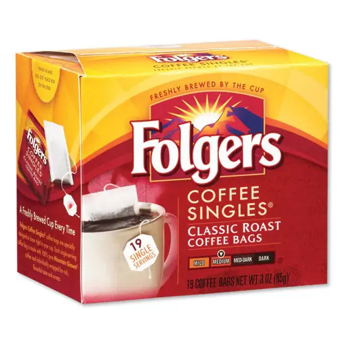 Folgers® Coffee Singles, Classic Roast, 0.16 oz Single-Serve Bag, 19/Pack