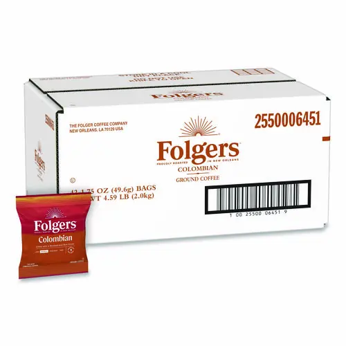 Folgers® Colombian Ground Coffee, 100% Colombian, 1.75 oz, 42 Packs/Carton