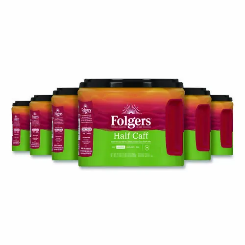 Folgers® Half Caff Ground Coffee, 22.6 oz Canister, 6/Carton