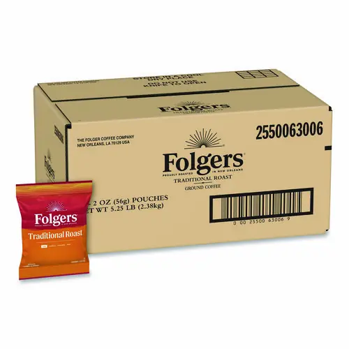Folgers® Traditional Roast Ground Coffee Fraction Packs, 2 oz, 42/Carton