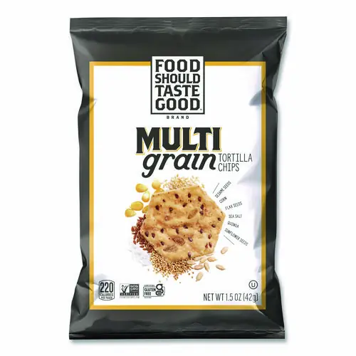 Food Should Taste Good™ Tortilla Chips, Multigrain with Sea Salt, 1.5 oz, 24/Carton