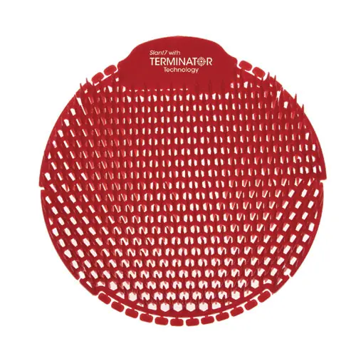 Fresh Products Slant7 with Terminator Urinal Screen, Evergreen Scent, Red, 30/Carton
