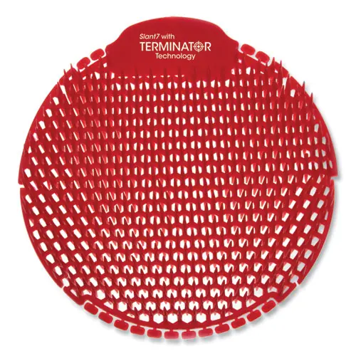 Fresh Products Slant7 with Terminator Urinal Screen, Evergreen Scent, Red, 5/Box