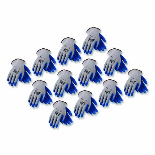 G-Tek® GP Latex-Coated Cotton/Polyester Gloves, X-Large, Gray/Blue, 12 Pairs