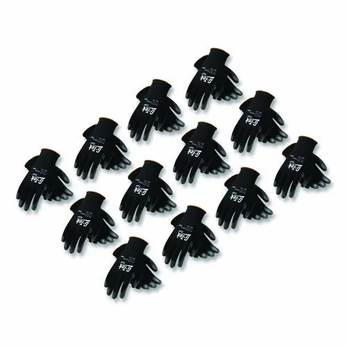 G-Tek® GP Polyurethane-Coated Nylon Gloves, Large, Black, 12 Pairs