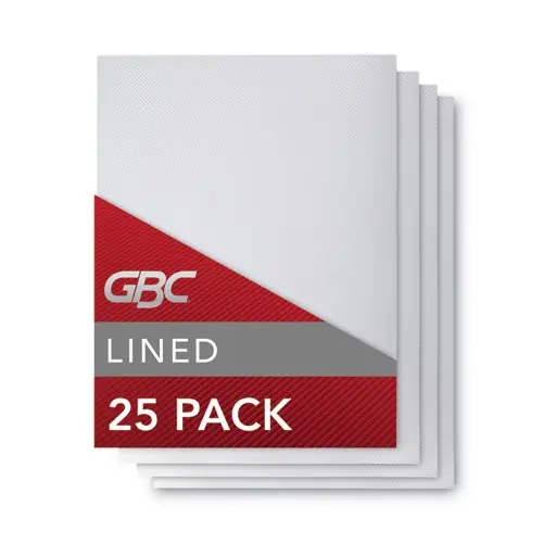 GBC® Design View Poly Presentation Covers for Binding Systems, Clear Lined, 11 x 8.5, Unpunched, 25/Pack