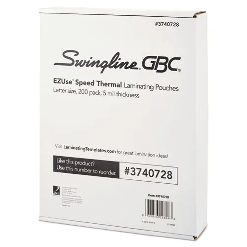 GBC® EZUse Thermal Laminating Pouches, 5 mil, 9" x 11.5", Gloss Clear, 200/Pack