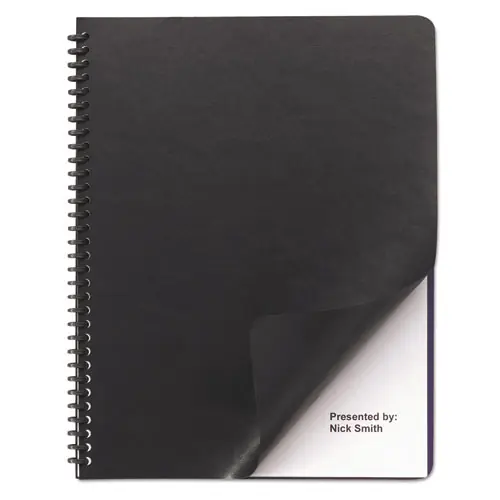 GBC® Leather-Look Presentation Covers for Binding Systems, Black, 11.25 x 8.75, Unpunched, 50 Sets/Pack