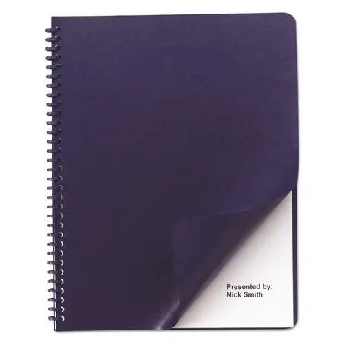 GBC® Leather-Look Presentation Covers for Binding Systems, Navy, 11.25 x 8.75, Unpunched, 100 Sets/Box