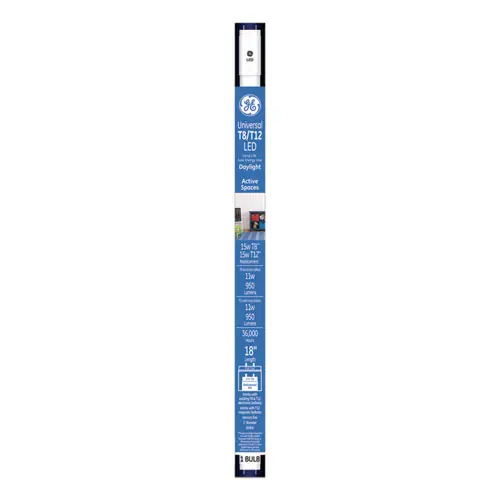 GE 18" T8/T12, 15W, 11W, Daylight, 18.5" LED Tube, 6/Carton