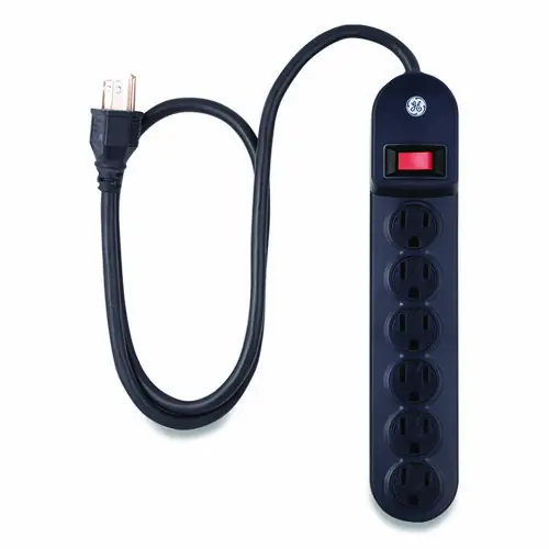 GE Heavy Duty Power Strip, 6 Outlets, 3 ft Cord, Black