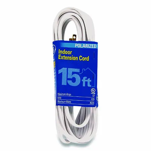 GE Indoor Extension Cord, 15 ft, 13 A, White
