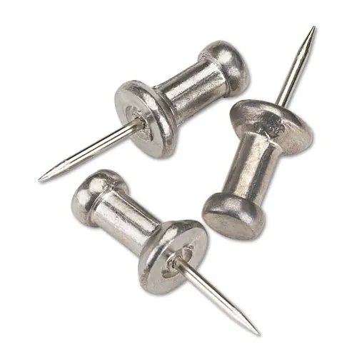 GEM® Aluminum Head Push Pins, Aluminum, Silver, 100/Box
