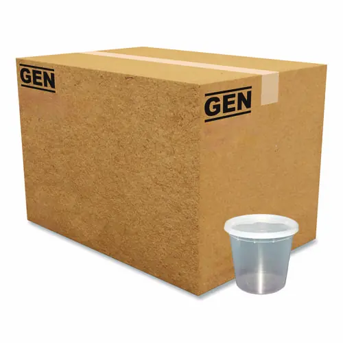 GEN Plastic Deli Container with Lid, 24 oz, Clear, Plastic, 240/Carton