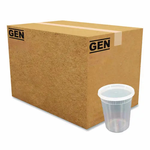 GEN Plastic Deli Container with Lid, 32 oz, Clear, Plastic, 240/Carton