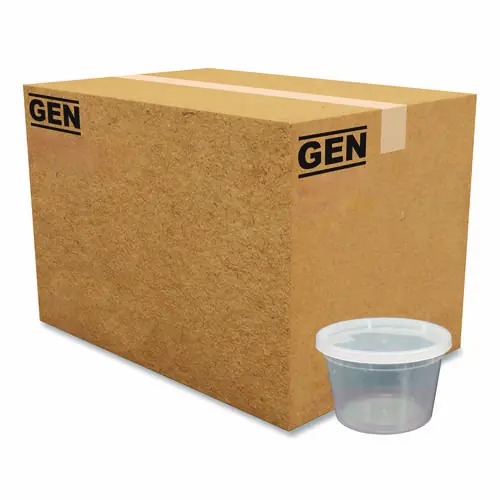 GEN Plastic Deli Containers with Lid, 16 oz, Clear, Plastic, 240/Carton
